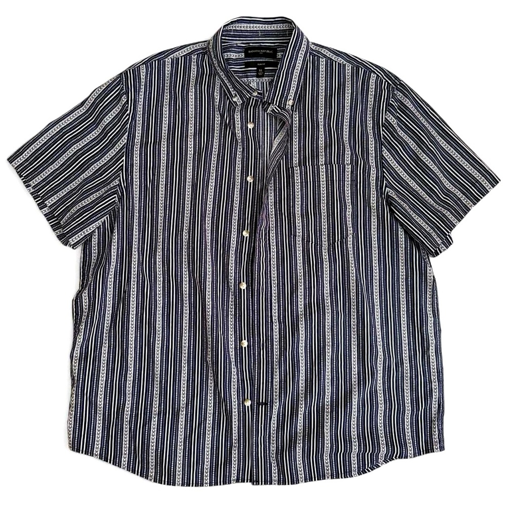 Banana Republic Printed Slim Fit Sort Sleeve Button Down Shirt